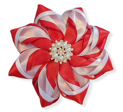 Red and White corsage