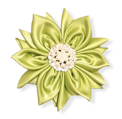 Green Floral Ribbon Flower